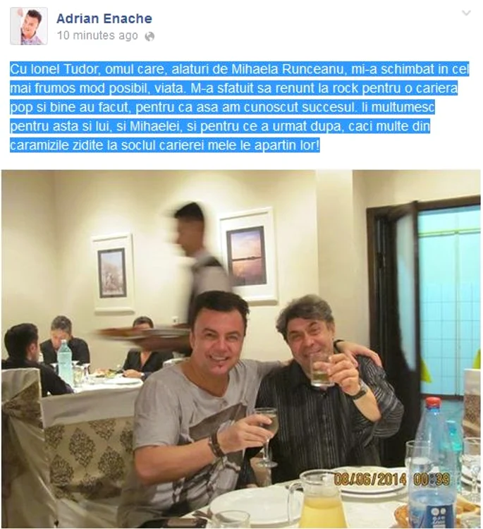 Aceasta este imaginea pe care artistul a postat-o astăzi pe pagina lui de Facebook