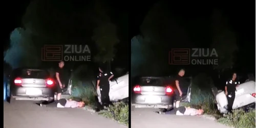 Victima unui accident rutier la un pas de a fi linșată acuzat că a provocat răsturnarea mașinii în Vaideeni Vâlcea Foto colaj captură video jpg