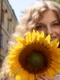 front view woman posing with sunflower jpg