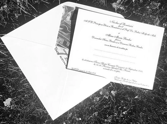 Aceasta este invitația la nuntă a Principelui Nicolae și a Alinei Binder