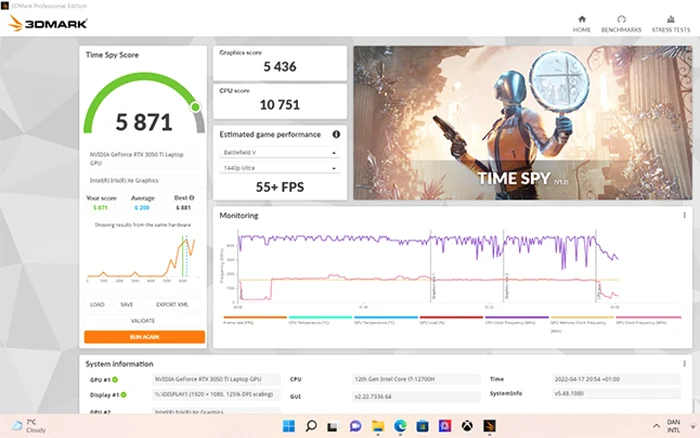 MSI Katana GF66 test 3DMark