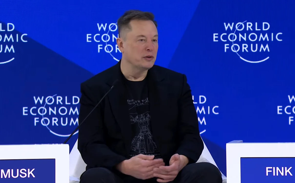 Musk și-a făcut astfel prima apariție pe scena de la Davos. FOTO: X/@oct_florian