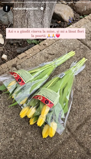 Florile primite de Oana Roman / foto: captură InstaStory