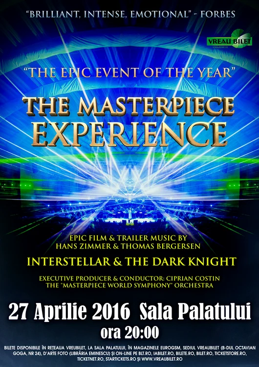 Ediția din 2016 a spectacolului oferit de The Masterpiece Experience la Sala Palatului are ca temă „Odiseea” lui Homer