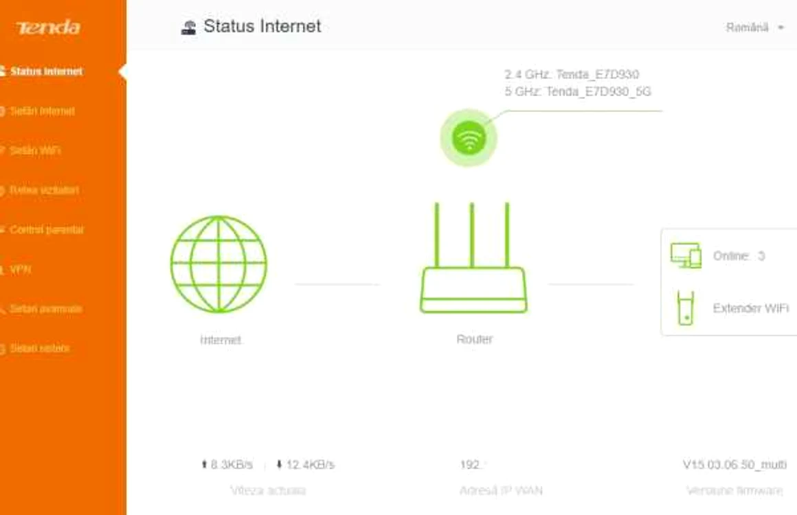Router Tenada AC6 interfata web