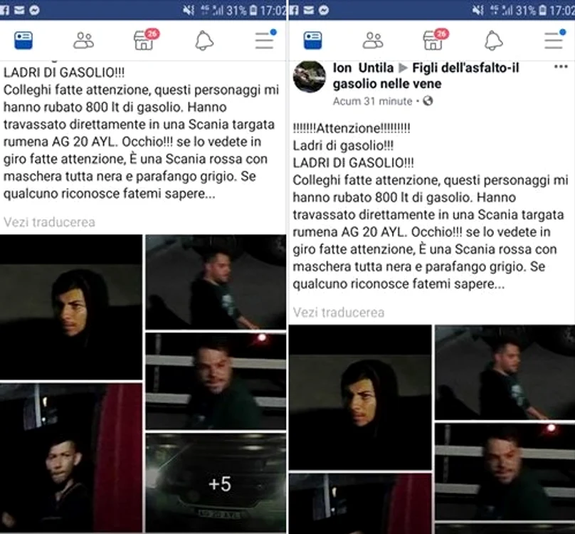 
    Postarea șoferului de camion din Ungaria despre un șofer românfoto: captura Facebook  