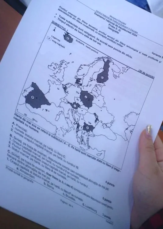 Subiectele la geografie. Foto: Știrile PRO TV