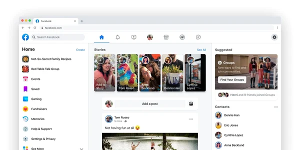 Facebook redesign FOTO via The Verge