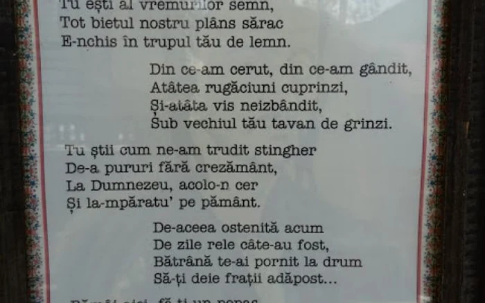 Poezia lui Octavian Goga „Biserica din Albac” de la intrarea în Biserica lui Horea din Băile Olăneşti - Vâlcea Foto turistintaramea ro