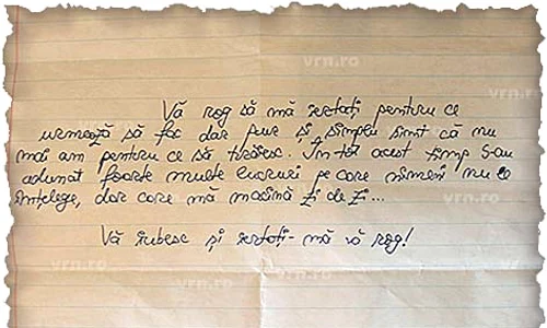 În biletul lăsat părinţilor,  fata a spus că nu mai are  pentru ce să trăiască jpeg