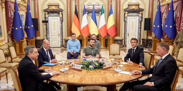 Intalnire Kiev - Iohannis - Zelenski - Macron - Draghi - Scholz FOTO Profimedia 