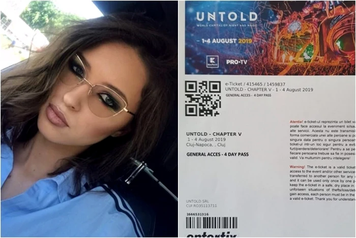 Bianca Timofte a plătit 900 de lei şi a primit în schimb ceea ce părea a fi 2 bilete la Untold. Ambele erau false FOTO Arhivă personală