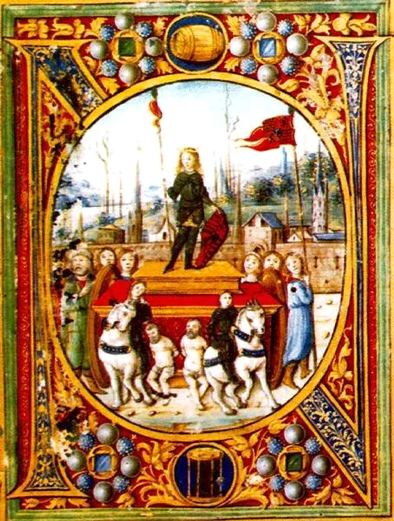 Prințul Ioan Corvin, în Viena. Gravură de epocă. Wikipedia