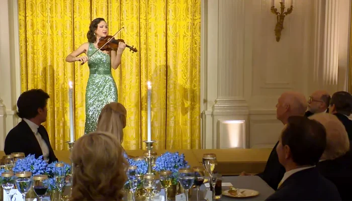 Violonista moldoveancă Rusanda Panfili a strălucit la Casa Albă FOTO: Captură video