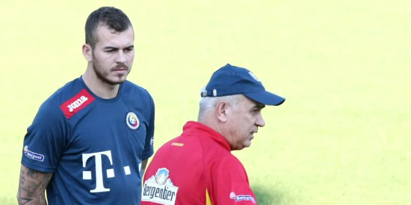 
    Anghel Iordănescu şi Denis Alibec  