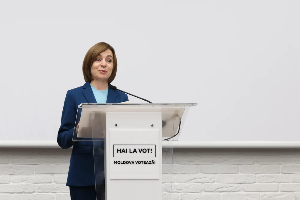 Maia Sandu apare în fața presei după victoria în alegeri a partidului pe care l-a fondat