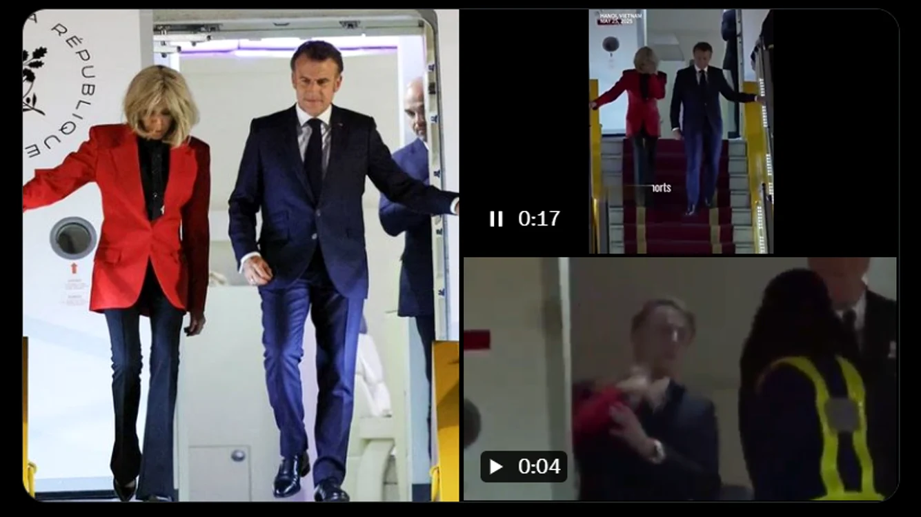 Emmanuel a părut surprins de gestul soției. FOTO Captură video X Press TV Français