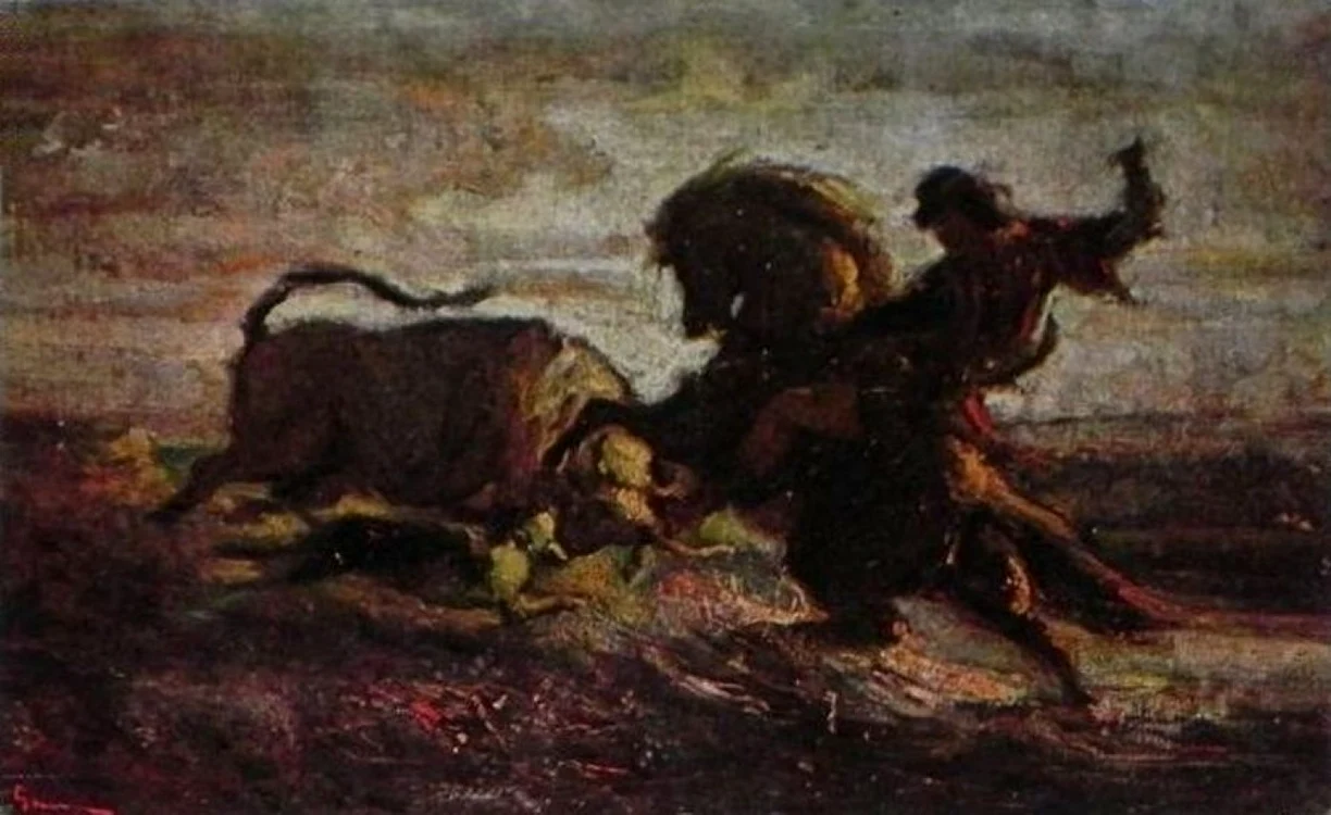 Dragoş ucide zimbrul, o lucrare de Nicolae Grigorescu FOTO wikipedia