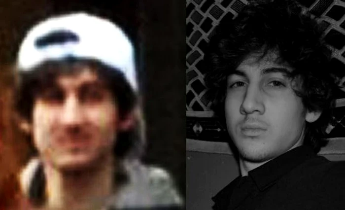 Foto stânga: imaginea făcută publică de FBI pentru identificare suspectului / Foto dreapta: o poză a lui Djohar Ţarnaev postată de el însuşi pe profil său de pe vk.com