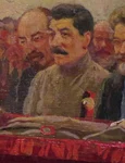 Iosif Stalin, la funeraliile lui Vladimir Lenin (pictură de Isaak Brodsky / Wikimedia Commons)