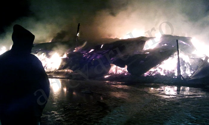 Sătenii din Stîlpu au ajutat la stingerea incendiului                                                   FOTO: Iulian Bunilă