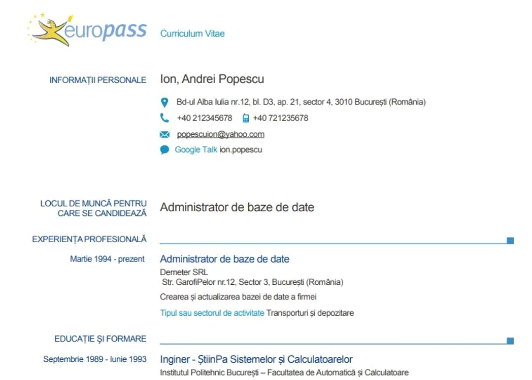 CV Europass model română   ce înseamnă, de unde îl descarci şi cum se completează jpeg