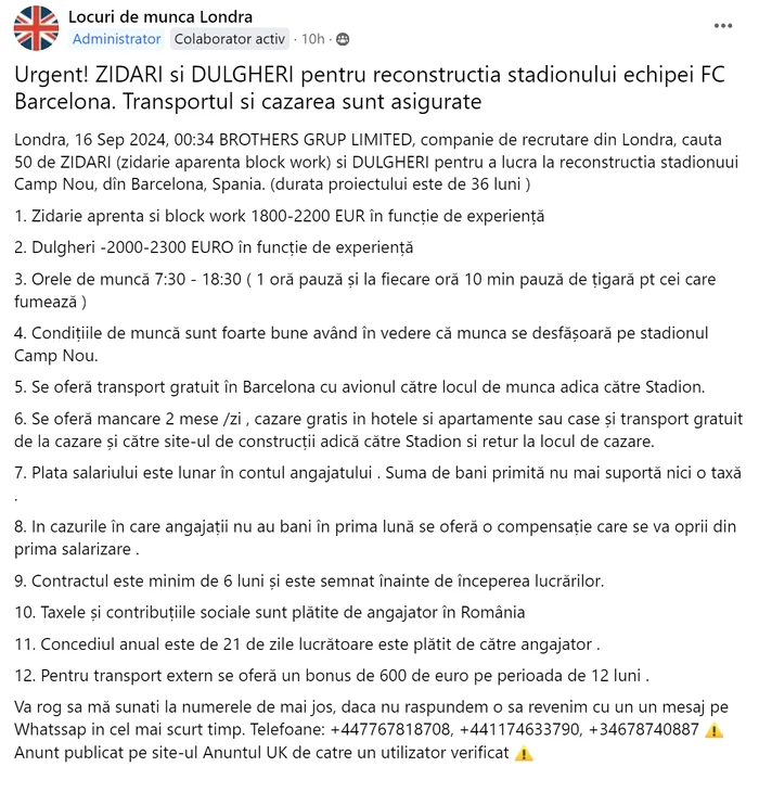 anunt angajare Camp Nou jpg