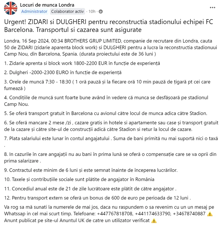 anunt angajare Camp Nou jpg