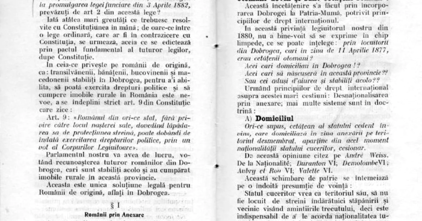 Constituţia Dobrogei de M. Vlădescu Olt Sursă foto biblioteca.ct.ro