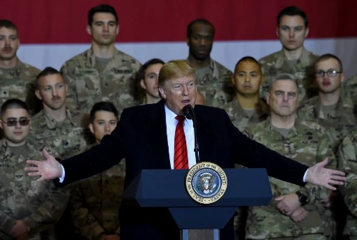 Preşedintele Donald Trump în vizită la soldaţii americani din Afganistan, 28 noiembrie 2019 Foto AFP