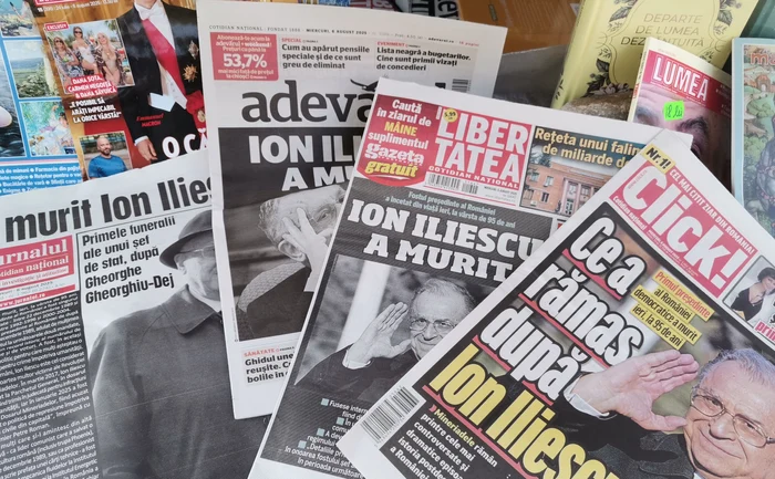 Decesul lui Ion Iliescu, pe prima paginnă a ziarelor FOTO: Alian Mitran