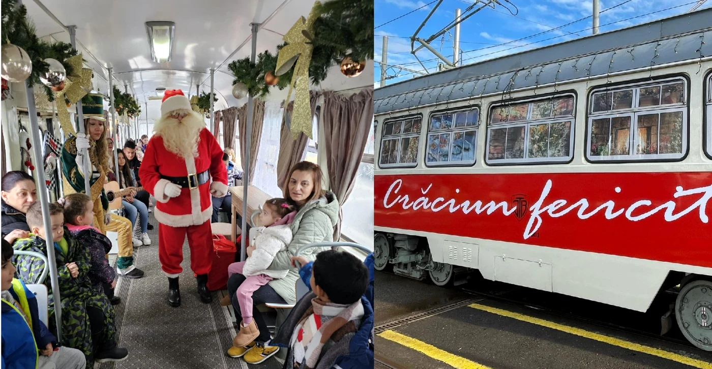 Tramvaiul Poveștilor de Iarnă le aduce copiilor o întâlnire cu Moș Crăciun / Foto: Facebook