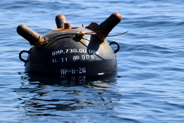 Mina este de proveniență ucraineană. Fotografii: Facebook / Forțele Navale Române