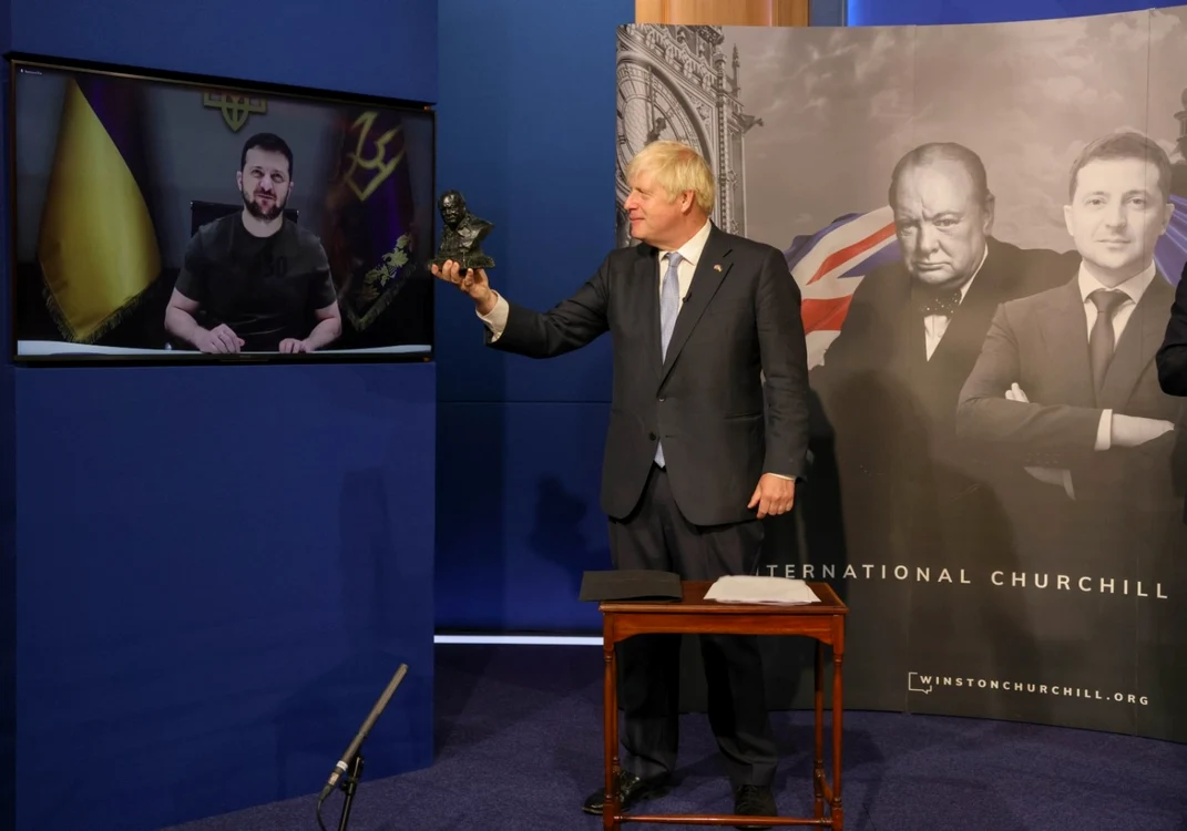 Preşedintele Volodimir Zelenki a primit premiul „Sir Winston Churchill“ FOTO Twitter