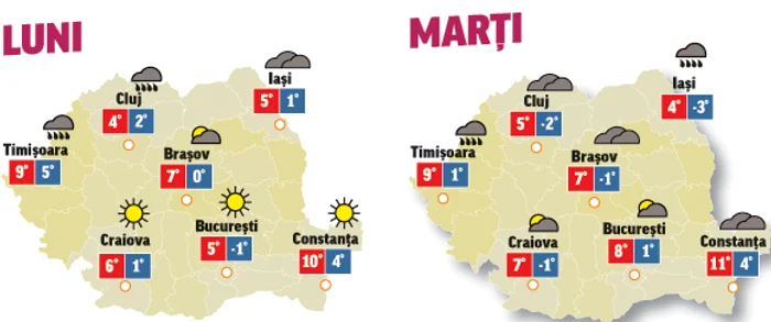 Prognoza meteo pentru următoarele două zile anunță că vremea va fi capricioasă