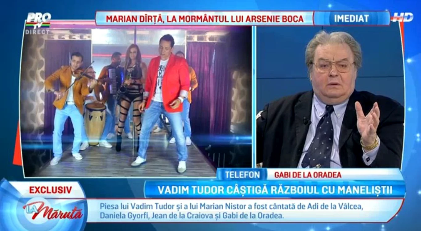 Gabi de la Oradea şi Corneliu Vadim Tudor au avut un dialog în platoul emisiunii lui Cătălin Măruţă