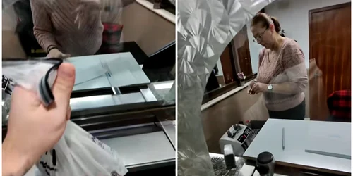 Un bărbat a ales o formă neobișnuită de protest față de majorările de taxe și impozite locale: s-a prezentat la ghișeul de plată cu o pungă de aproximativ cinci kilograme, plină cu monede FOTO: captură TikTok