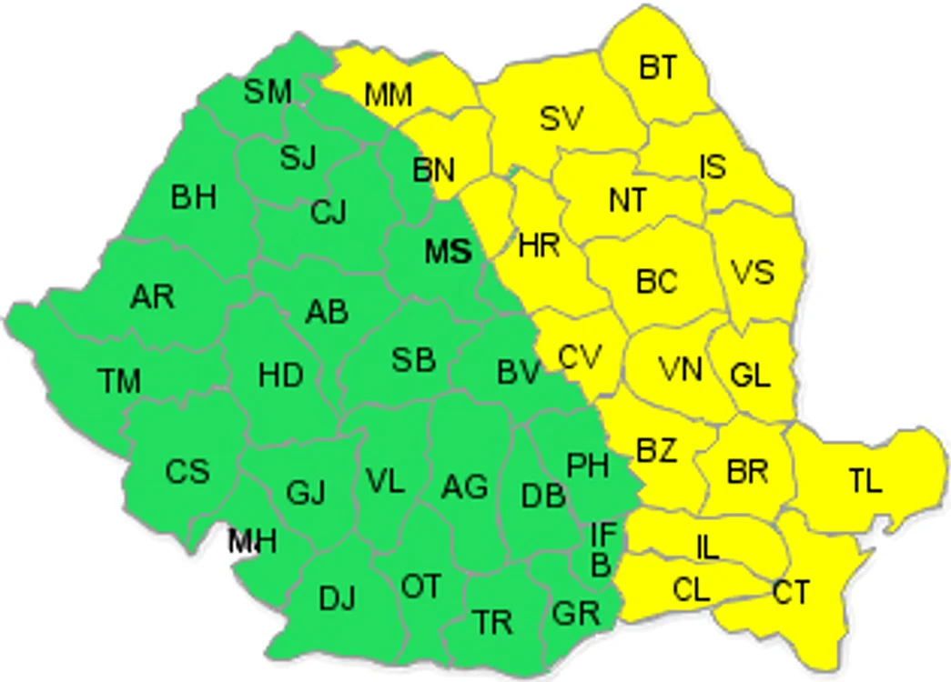 
    Avertizarea este valabilă pentru județele din jumătatea de est a țării  