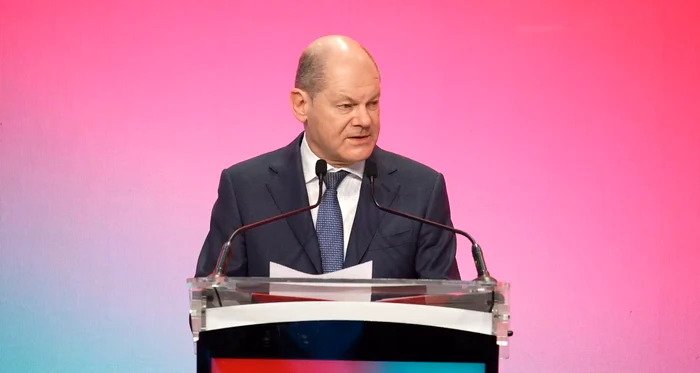 Cancelarul german Olaf Scholz, la reuniunea PES Foto: Captură de ecran