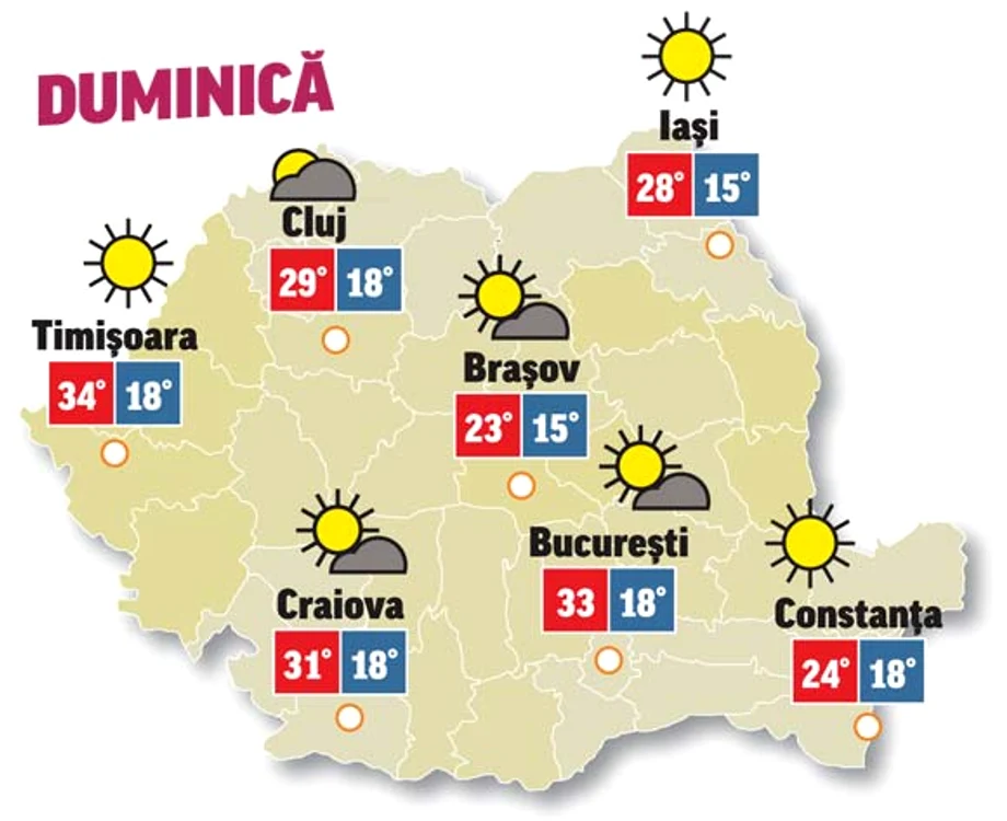 După cum arată prognoza meteo 14 iunie, canicula se instalează în toate zonele de câmpie, mai ales în cele vestice.