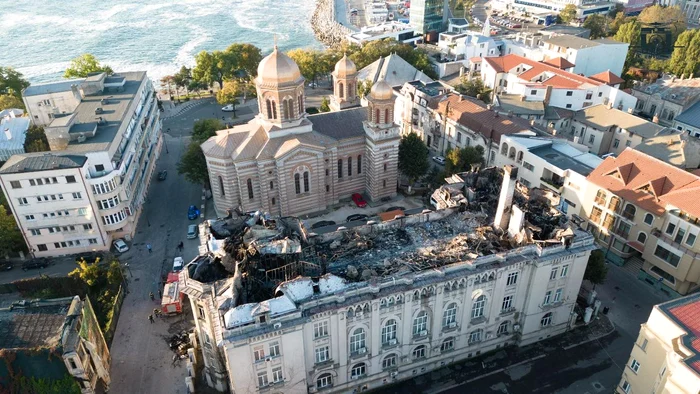 Palatul Arhiepiscopal din Constanța după incendiu FOTO Claboo Media