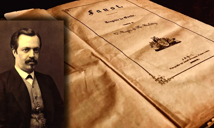 Primul volum în limba română din „Faust”, scris de Goethe, a cărui traducere a fost realizată de Vasile Pogor (foto: Muzeul „Vasile Pogor” – Casa Junimii)