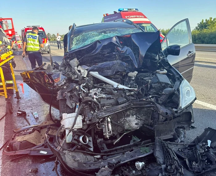 Accident grav pe A1, la kilometrul 35. FOTO: ISU Giurgiu