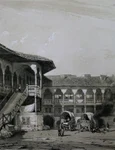 Hanul lui Manuc la 1841, litografie de Michel Bouquet (© Wikimedia Commons)