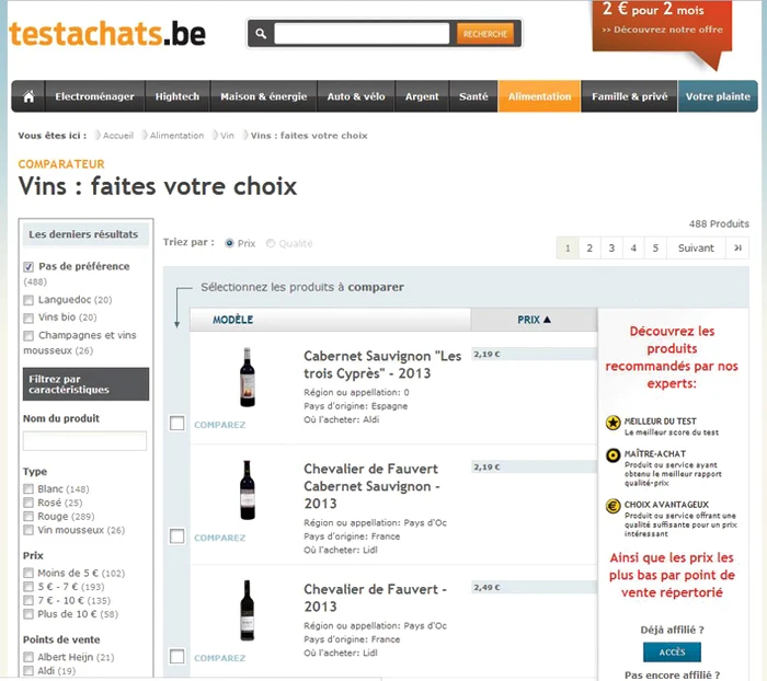 Organizaţia belgiană a Consumatorilor compară preţurile produselor pe site-ul propriu. Rezultatele ajung la cetăţeni prin mass media