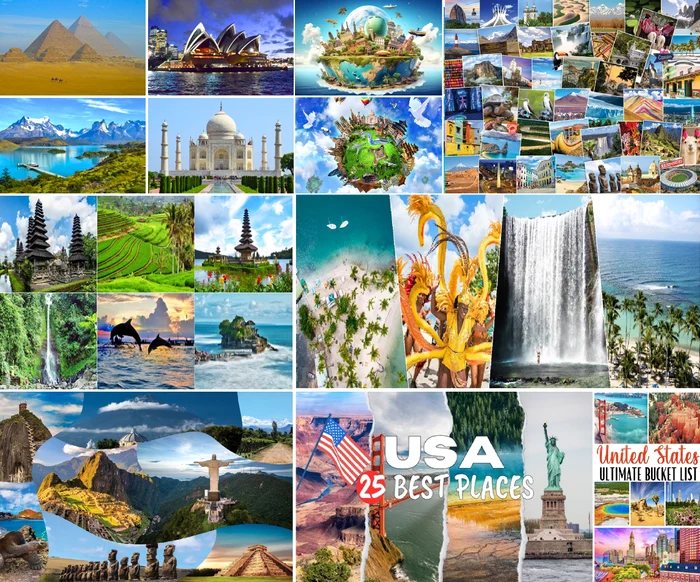Colaj cu circuite turistice în jurul lumii 