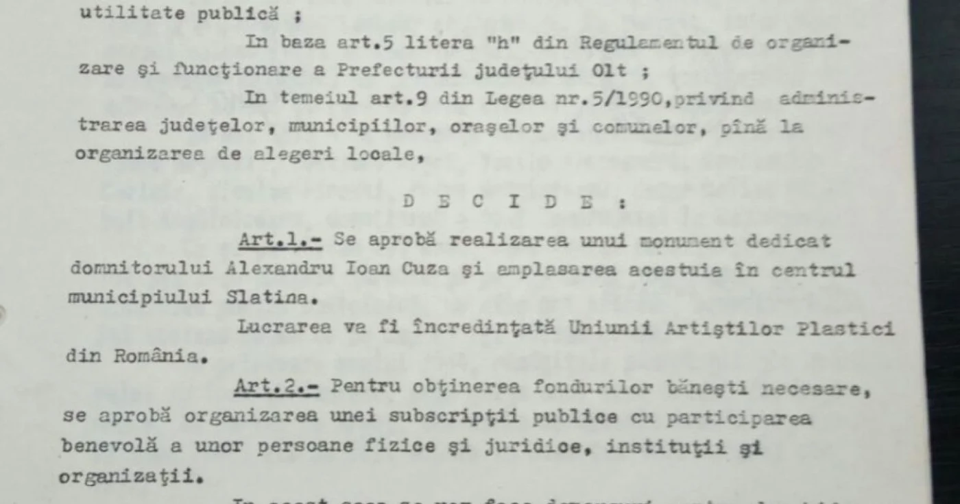 decizie statuia a.i.cuza