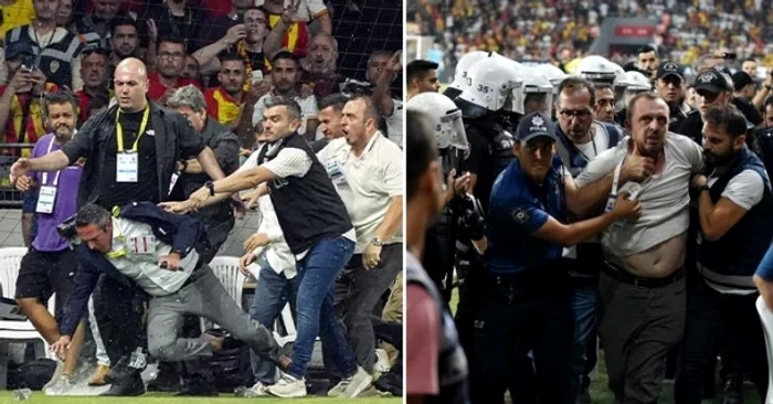 Oficialul lui Goztepe, arstat după ce l-a pus la pământ pe Ali Koc. Foto Haberlerr.com