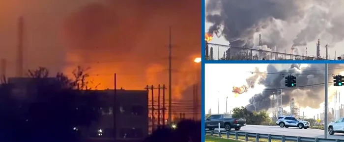 Explozie urmată de incendiu la o rafinărie din Texas. FOTO: captură 12news