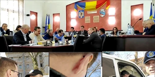 Vâlcean scos cu forţa din sala de şedinţe a Consiliului Local bruscat de reprezentanţii Poliţiei Locale Foto captură video